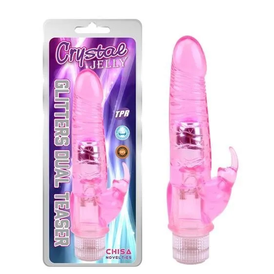 Female Sex Toys | Chisa Crystal Jelly - Glitters Dual Teaser - Tarzan Vibrator - Lichaamsveilige TPR - Roze Female Sex Toys | Chisa Crystal Jelly - Glitters Dual Teaser - Tarzan Vibrator - Lichaamsveilige TPR - Roze