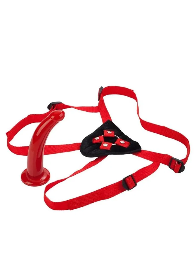 CalExotics Female Sex Toys Red Rider Adjustable StrapOn with Dildo
