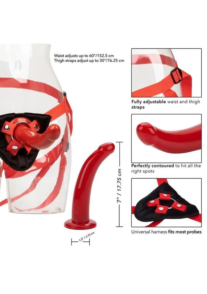 CalExotics Female Sex Toys Red Rider Adjustable StrapOn with Dildo