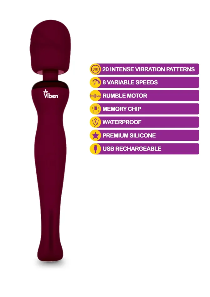 Viben Vibrators Sultry Ruby Intense Handheld Wand Massager