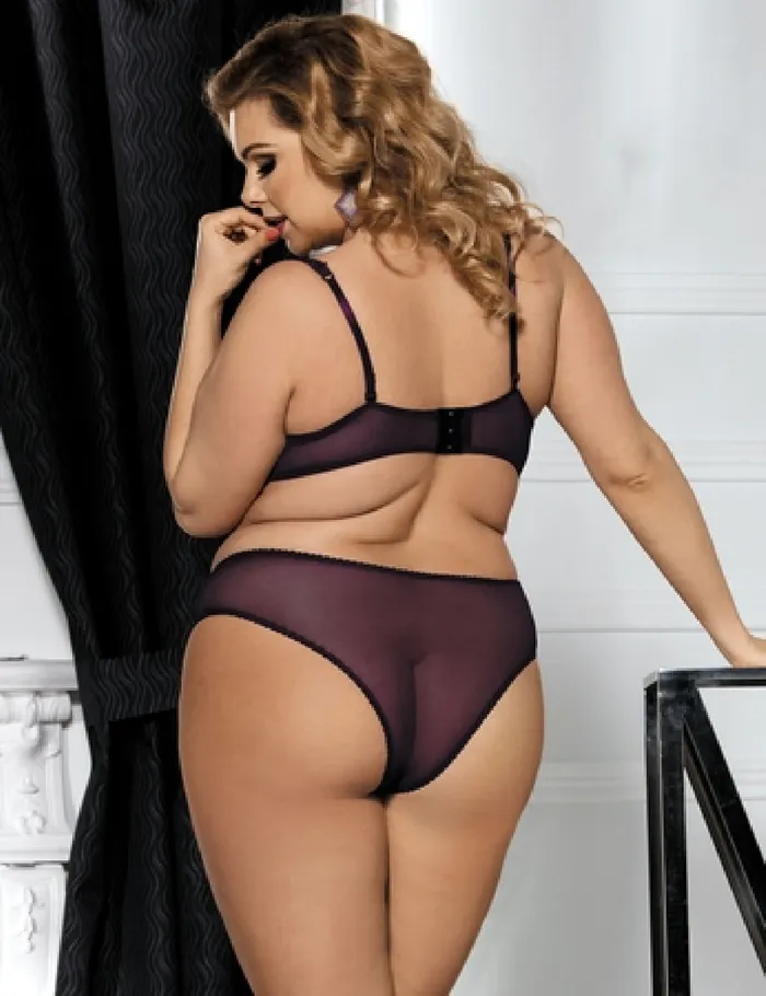 Plus Size Poetical Lace UW Balconette Bra Cheeky Brief XL Kingspearl Plus Size